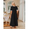 MEROKEETY Womens Summer Casual Short Sleeve Maxi Long Tshirt Dress 2026(Blackcombo)