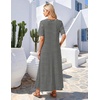 MEROKEETY Womens Summer Casual Short Sleeve Maxi Long Tshirt Dress 2026(Blackwhite)