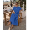 MEROKEETY Womens Summer Casual Short Sleeve Maxi Long Tshirt Dress 2026(Blue)