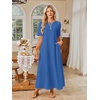 MEROKEETY Womens Summer Casual Short Sleeve Maxi Long Tshirt Dress 2026(Blue)