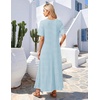 MEROKEETY Womens Summer Casual Short Sleeve Maxi Long Tshirt Dress 2026(Bluewhite)