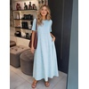 MEROKEETY Womens Summer Casual Short Sleeve Maxi Long Tshirt Dress 2026(Bluewhite)