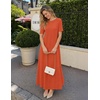 MEROKEETY Womens Summer Casual Short Sleeve Maxi Long Tshirt Dress 2026(Brickred)