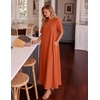MEROKEETY Womens Summer Casual Short Sleeve Maxi Long Tshirt Dress 2026(Brickred)