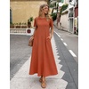 MEROKEETY Womens Summer Casual Short Sleeve Maxi Long Tshirt Dress 2026(Caramel)