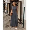MEROKEETY Womens Summer Casual Short Sleeve Maxi Long Tshirt Dress 2026(Charcoal)