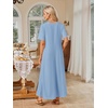 MEROKEETY Womens Summer Casual Short Sleeve Maxi Long Tshirt Dress 2026(Dustyblue)