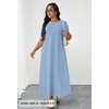 MEROKEETY Womens Summer Casual Short Sleeve Maxi Long Tshirt Dress 2026(Dustyblue)