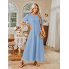 MEROKEETY Womens Summer Casual Short Sleeve Maxi Long Tshirt Dress 2026(Dustyblue)