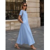 MEROKEETY Womens Summer Casual Short Sleeve Maxi Long Tshirt Dress 2026(Dustyblue)