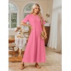 MEROKEETY Womens Summer Casual Short Sleeve Maxi Long Tshirt Dress 2026(Dustypink)