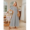 MEROKEETY Womens Summer Casual Short Sleeve Maxi Long Tshirt Dress 2026(Heathergrey)