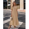 MEROKEETY Womens Summer Casual Short Sleeve Maxi Long Tshirt Dress 2026(Khaki)