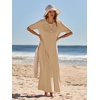 MEROKEETY Womens Summer Casual Short Sleeve Maxi Long Tshirt Dress 2026(Khaki)