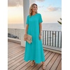 MEROKEETY Womens Summer Casual Short Sleeve Maxi Long Tshirt Dress 2026(Lakegreen)