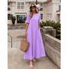 MEROKEETY Womens Summer Casual Short Sleeve Maxi Long Tshirt Dress 2026(Lavender)