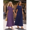 MEROKEETY Womens Summer Casual Short Sleeve Maxi Long Tshirt Dress 2026(Navy)