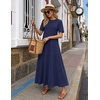 MEROKEETY Womens Summer Casual Short Sleeve Maxi Long Tshirt Dress 2026(Navy)