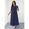 MEROKEETY Womens Summer Casual Short Sleeve Maxi Long Tshirt Dress 2026(Navy)