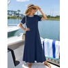 MEROKEETY Womens Summer Casual Short Sleeve Maxi Long Tshirt Dress 2026(Navycombo)