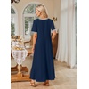 MEROKEETY Womens Summer Casual Short Sleeve Maxi Long Tshirt Dress 2026(Navycombo)