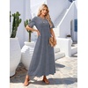 MEROKEETY Womens Summer Casual Short Sleeve Maxi Long Tshirt Dress 2026(Navywhite)