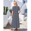 MEROKEETY Womens Summer Casual Short Sleeve Maxi Long Tshirt Dress 2026(Navywhite)