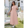 MEROKEETY Womens Summer Casual Short Sleeve Maxi Long Tshirt Dress 2026(Pinkwhite)