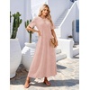 MEROKEETY Womens Summer Casual Short Sleeve Maxi Long Tshirt Dress 2026(Pinkwhite)