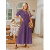 MEROKEETY Womens Summer Casual Short Sleeve Maxi Long Tshirt Dress 2026(Purple)
