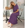 MEROKEETY Womens Summer Casual Short Sleeve Maxi Long Tshirt Dress 2026(Purple)