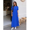 MEROKEETY Womens Summer Casual Short Sleeve Maxi Long Tshirt Dress 2026(Royalblue)