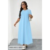 MEROKEETY Womens Summer Casual Short Sleeve Maxi Long Tshirt Dress 2026(Skyblue)