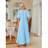 MEROKEETY Womens Summer Casual Short Sleeve Maxi Long Tshirt Dress 2026(Skyblue)
