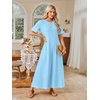 MEROKEETY Womens Summer Casual Short Sleeve Maxi Long Tshirt Dress 2026(Skyblue)