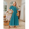 MEROKEETY Womens Summer Casual Short Sleeve Maxi Long Tshirt Dress 2026(Teal)