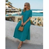 MEROKEETY Womens Summer Casual Short Sleeve Maxi Long Tshirt Dress 2026(Teal)