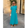 MEROKEETY Womens Summer Casual Short Sleeve Maxi Long Tshirt Dress 2026(Turquoise)