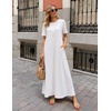 MEROKEETY Womens Summer Casual Short Sleeve Maxi Long Tshirt Dress 2026(White)