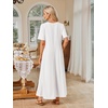 MEROKEETY Womens Summer Casual Short Sleeve Maxi Long Tshirt Dress 2026(White)