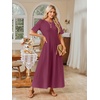 MEROKEETY Womens Summer Casual Short Sleeve Maxi Long Tshirt Dress 2026(Wine)