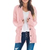 MEROKEETY Womens Fall 2026 Long Sleeve Cable Knit Cardigan Sweaters(Pink)