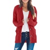 MEROKEETY Womens Fall 2026 Long Sleeve Cable Knit Cardigan Sweaters(Red)