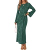 MEROKEETY Women’s Fall Long Sleeve Formal Wedding Guest Cocktail Maxi Dress(Dark Green)