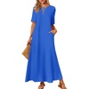 MEROKEETY Womens Summer Casual Short Sleeve Maxi Long Tshirt Dress 2026(Royalblue)