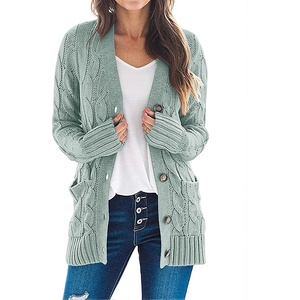MEROKEETY Womens Fall 2026 Long Sleeve Cable Knit Cardigan Sweaters(Sage)
