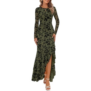 MEROKEETY Women’s Fall Wedding Guest Cocktail Formal Maxi Dresses(Army Green)