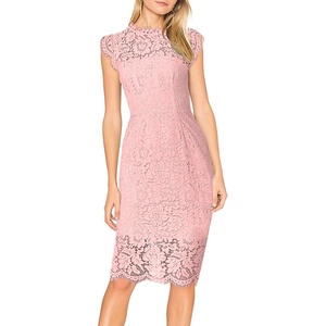 MEROKEETY Women’s Lace Floral Cocktail Wedding Guest Elegant Formal Dresses(Blush Bean)