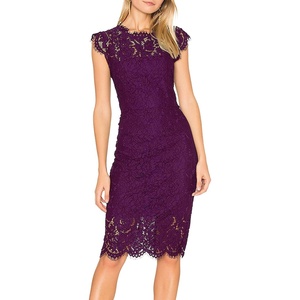 MEROKEETY Women’s Lace Floral Cocktail Wedding Guest Elegant Formal Dresses(Plum)