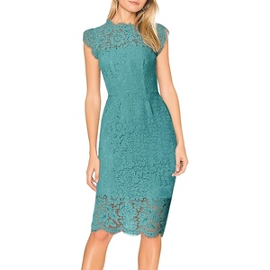 MEROKEETY Women’s Lace Floral Cocktail Wedding Guest Elegant Formal Dresses(Turquoise)